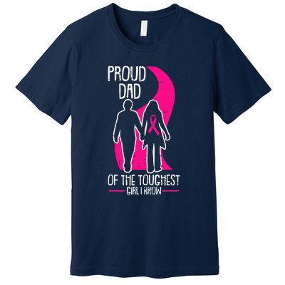 Proud Dad Breast Cancer Awareness Pink Ribbon Girl Warrior Premium T-Shirt