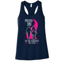 Proud Dad Breast Cancer Awareness Pink Ribbon Girl Warrior Women's Racerback Tank