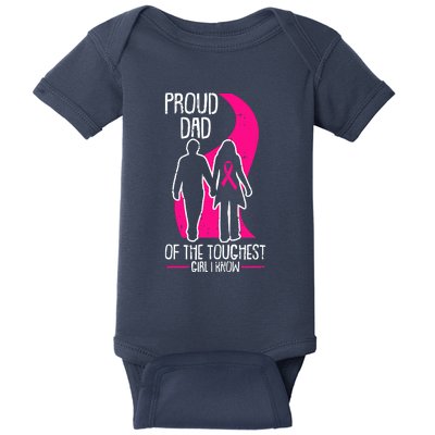 Proud Dad Breast Cancer Awareness Pink Ribbon Girl Warrior Baby Bodysuit