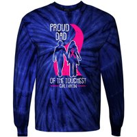 Proud Dad Breast Cancer Awareness Pink Ribbon Girl Warrior Tie-Dye Long Sleeve Shirt