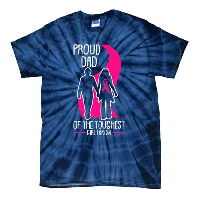 Proud Dad Breast Cancer Awareness Pink Ribbon Girl Warrior Tie-Dye T-Shirt