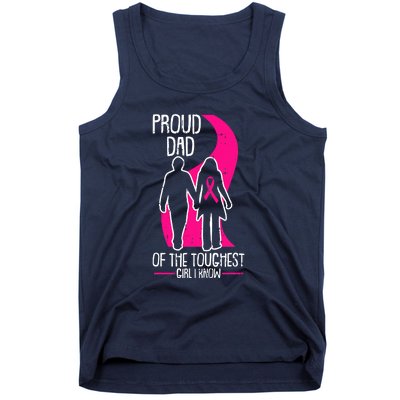 Proud Dad Breast Cancer Awareness Pink Ribbon Girl Warrior Tank Top