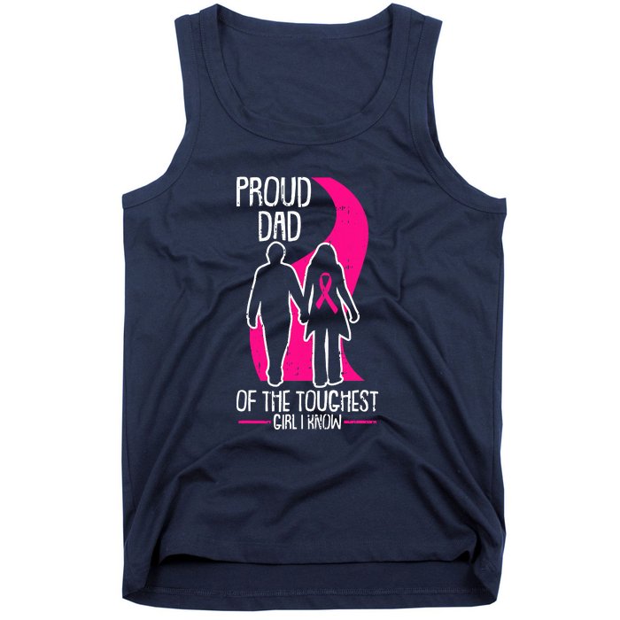 Proud Dad Breast Cancer Awareness Pink Ribbon Girl Warrior Tank Top