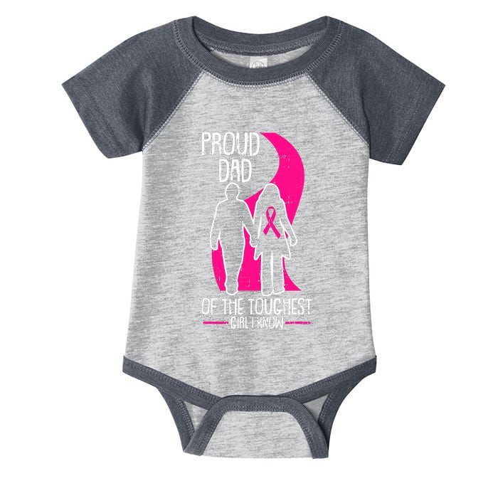 Proud Dad Breast Cancer Awareness Pink Ribbon Girl Warrior Infant Baby Jersey Bodysuit