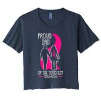 Proud Dad Breast Cancer Awareness Pink Ribbon Girl Warrior Women's Crop Top Tee