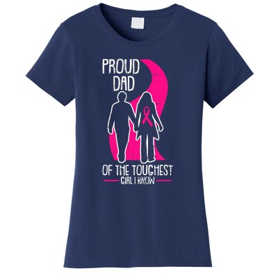 Proud Dad Breast Cancer Awareness Pink Ribbon Girl Warrior Women's T-Shirt