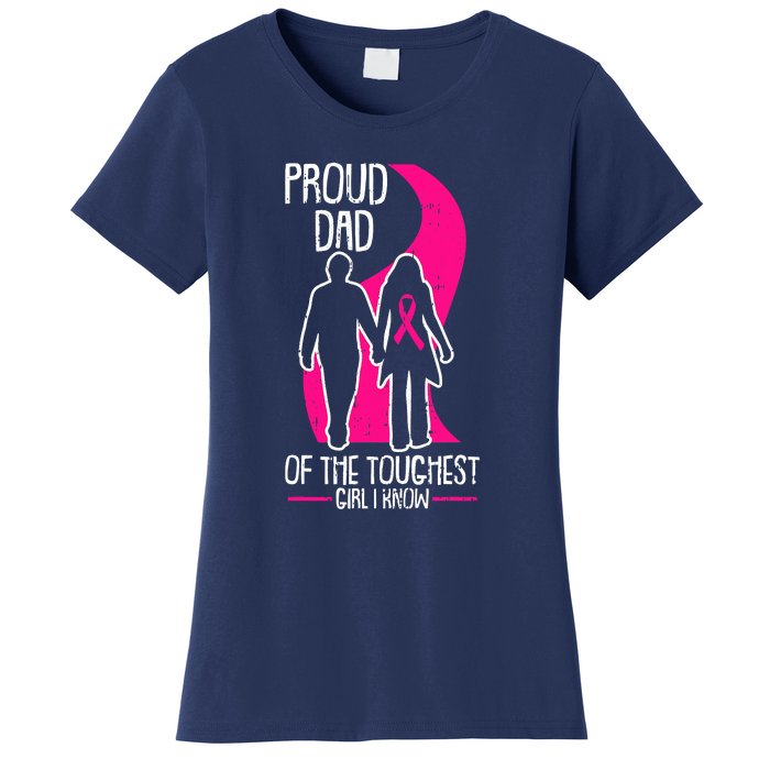 Proud Dad Breast Cancer Awareness Pink Ribbon Girl Warrior Women's T-Shirt