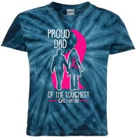 Proud Dad Breast Cancer Awareness Pink Ribbon Girl Warrior Kids Tie-Dye T-Shirt