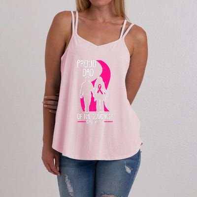 Proud Dad Breast Cancer Awareness Pink Ribbon Girl Warrior Women's Strappy Tank