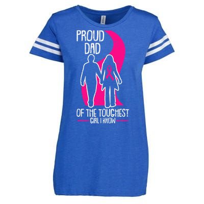 Proud Dad Breast Cancer Awareness Pink Ribbon Girl Warrior Enza Ladies Jersey Football T-Shirt