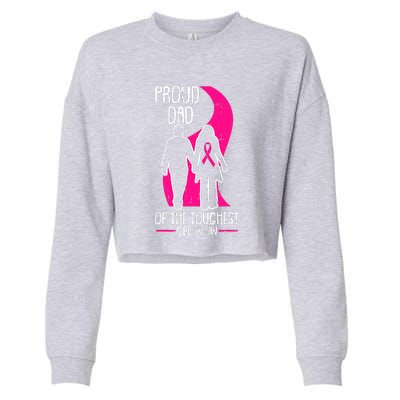 Proud Dad Breast Cancer Awareness Pink Ribbon Girl Warrior Cropped Pullover Crew