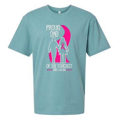 Proud Dad Breast Cancer Awareness Pink Ribbon Girl Warrior Sueded Cloud Jersey T-Shirt