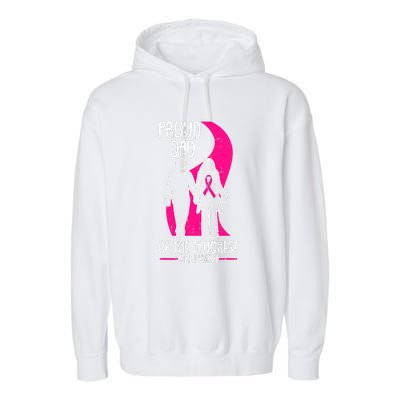 Proud Dad Breast Cancer Awareness Pink Ribbon Girl Warrior Garment-Dyed Fleece Hoodie