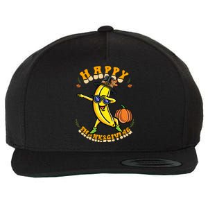 Pilgrim Dabbing Banana Happy Thanksgiving Gift Wool Snapback Cap