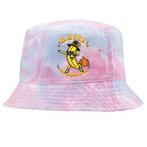 Pilgrim Dabbing Banana Happy Thanksgiving Gift Tie-Dyed Bucket Hat