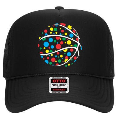 Polka Dots Basketball International Dot Day High Crown Mesh Back Trucker Hat