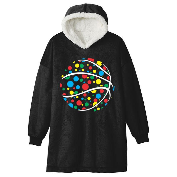 Polka Dots Basketball International Dot Day Hooded Wearable Blanket