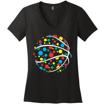 Polka Dots Basketball International Dot Day Women's V-Neck T-Shirt