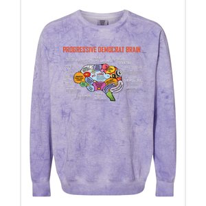 Progressive Democrat Brain Diagram Funny Colorblast Crewneck Sweatshirt