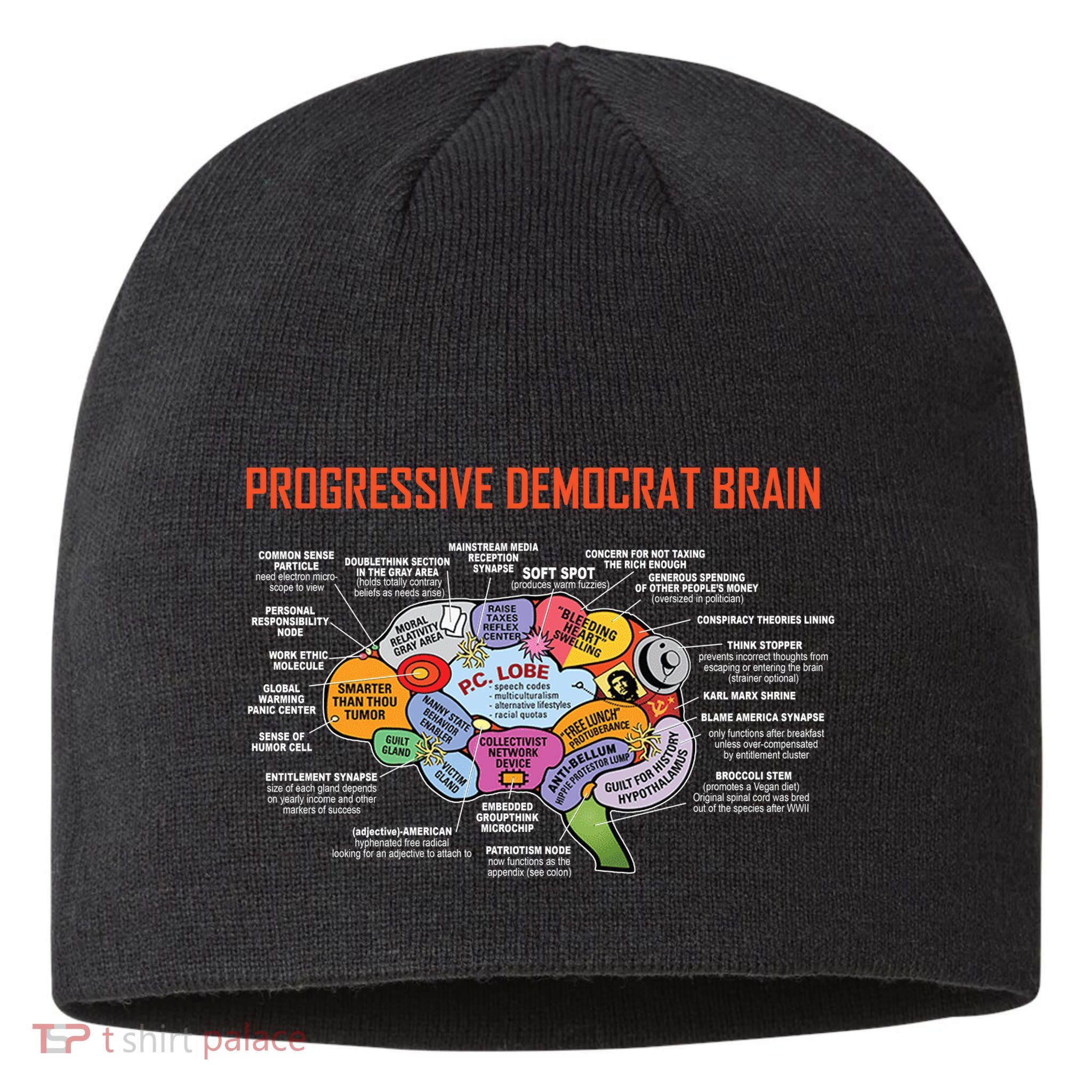 Progressive Democrat Brain Diagram Funny Sustainable Beanie