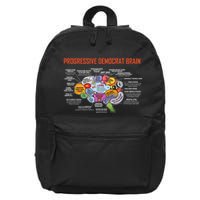 Progressive Democrat Brain Diagram Funny 16 in Basic Backpack