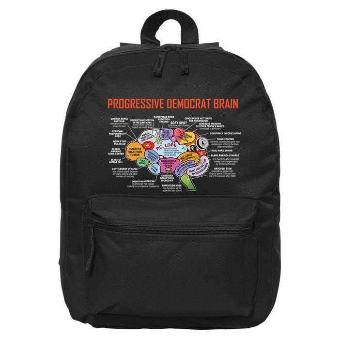 Progressive Democrat Brain Diagram Funny 16 in Basic Backpack