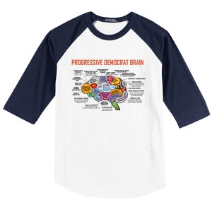 Progressive Democrat Brain Diagram Funny Baseball Sleeve Shirt