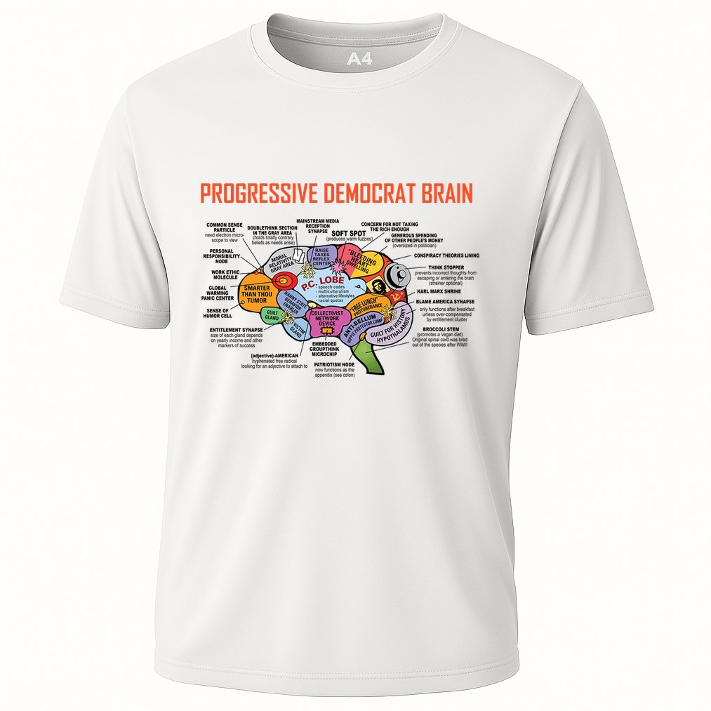 Progressive Democrat Brain Diagram Funny Cooling Performance Crew T-Shirt