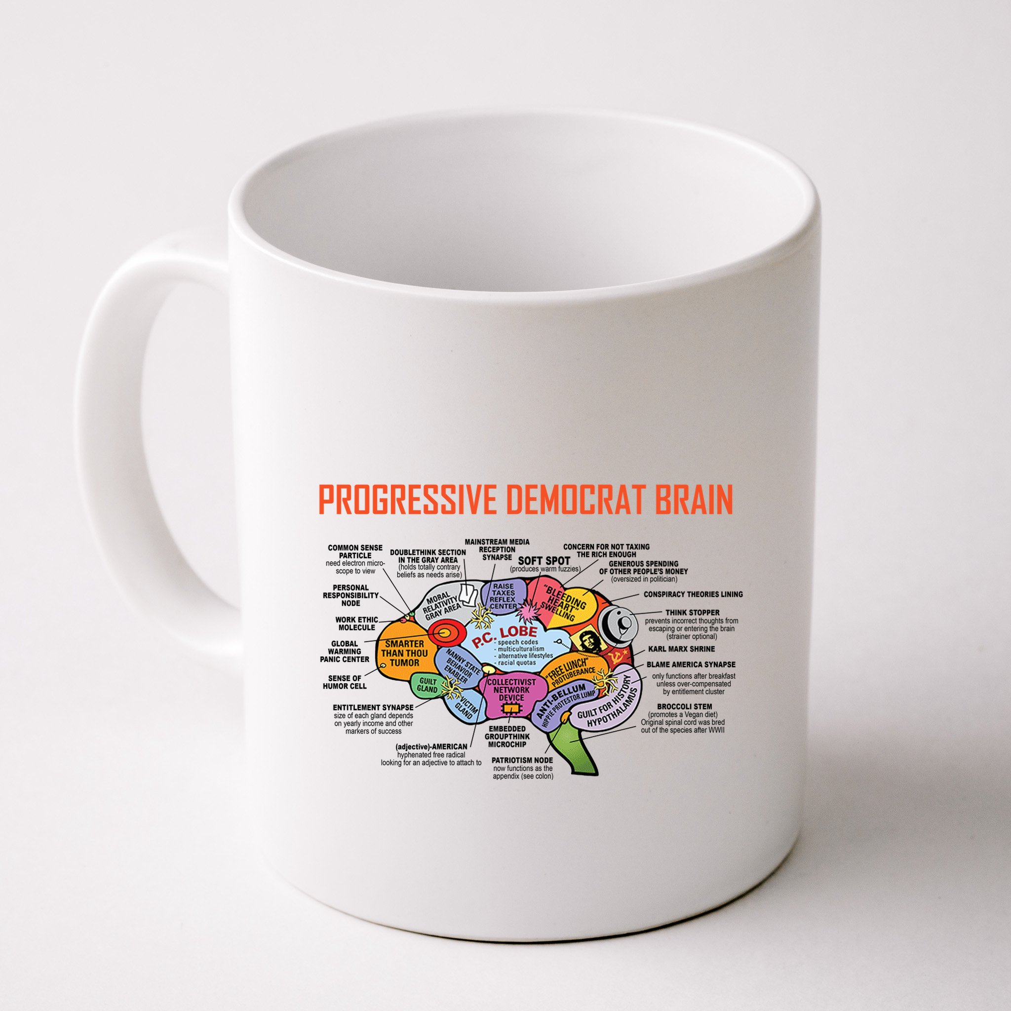 Progressive Democrat Brain Diagram Funny Mug