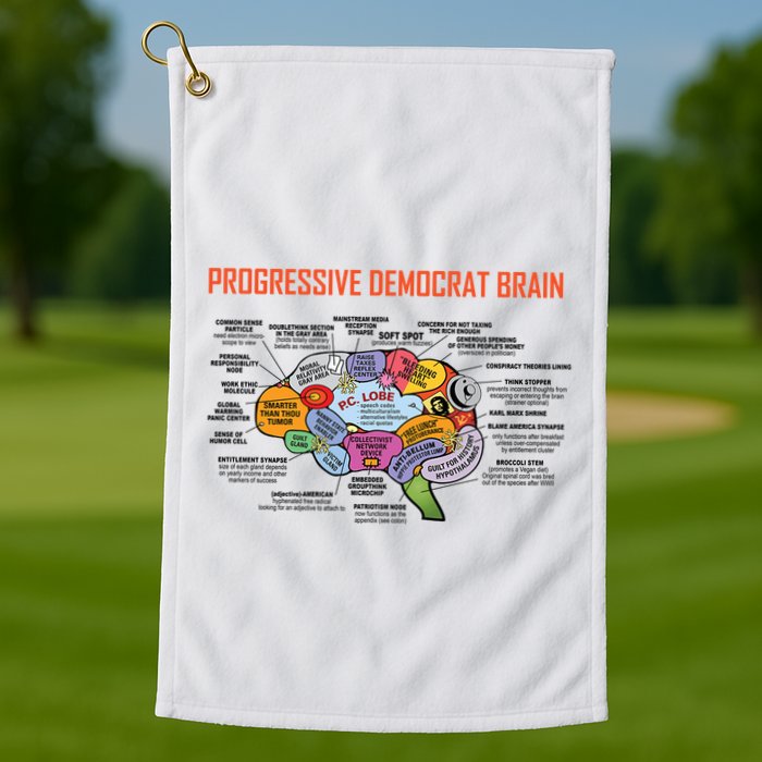 Progressive Democrat Brain Diagram Funny Golf Towel