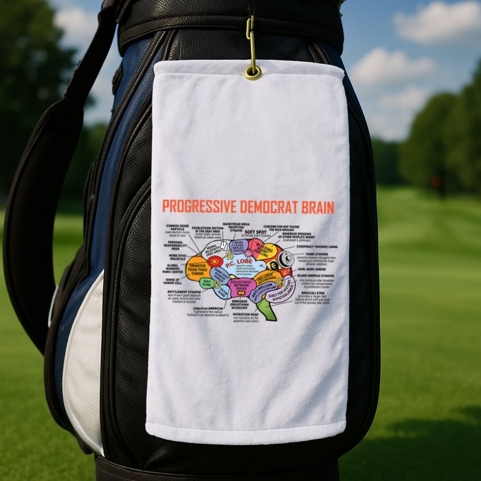 Progressive Democrat Brain Diagram Funny Golf Towel