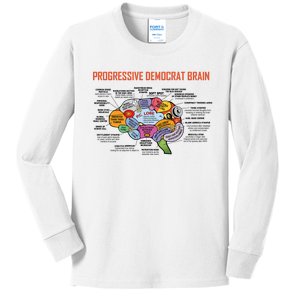 Progressive Democrat Brain Diagram Funny Kids Long Sleeve Shirt