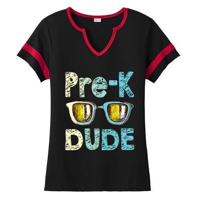 Prek Dude Back To School First Day Of Preschool Boy Ladies Halftime Notch Neck Tee