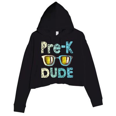 Prek Dude Back To School First Day Of Preschool Boy Crop Fleece Hoodie