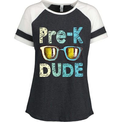 Prek Dude Back To School First Day Of Preschool Boy Enza Ladies Jersey Colorblock Tee