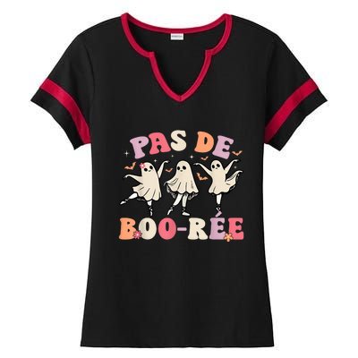 Pas De BooréE Ghost Ballet Dancer Halloween Dance Teacher Ladies Halftime Notch Neck Tee