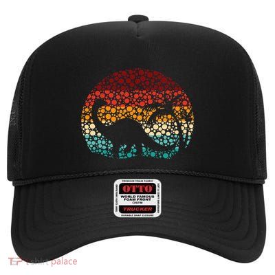 Polka Dot Brontosaurus High Crown Mesh Back Trucker Hat
