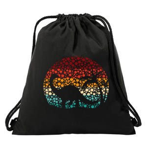 Polka Dot Brontosaurus Drawstring Bag