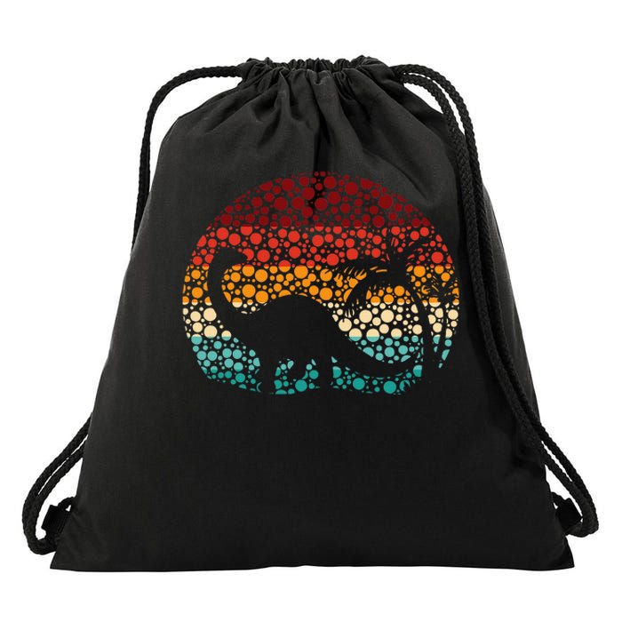 Polka Dot Brontosaurus Drawstring Bag