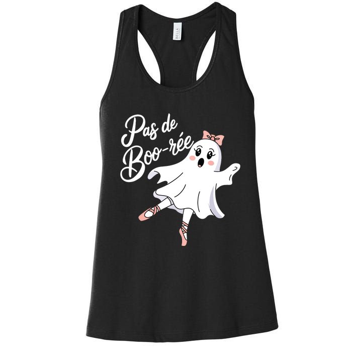 Pas De BooréE Funny Ballet Ghosts Halloween Dance Women's Racerback Tank