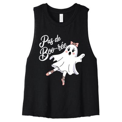 Pas De BooréE Funny Ballet Ghosts Halloween Dance Women's Racerback Cropped Tank