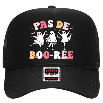 Pas De BooréE Ghost Ballet Dancer Halloween Dance Teacher High Crown Mesh Back Trucker Hat