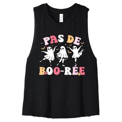 Pas De BooréE Ghost Ballet Dancer Halloween Dance Teacher Women's Racerback Cropped Tank