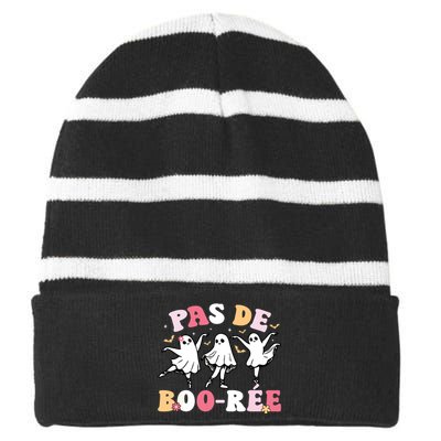 Pas De BooréE Ghost Ballet Dancer Halloween Dance Teacher Striped Beanie with Solid Band