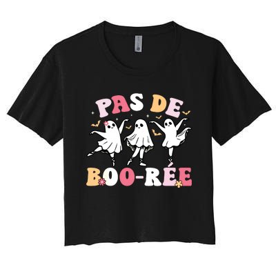 Pas De BooréE Ghost Ballet Dancer Halloween Dance Teacher Women's Crop Top Tee