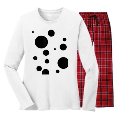 Polka Dot Bubble Dalmatian Abstract Funny Women's Long Sleeve Flannel Pajama Set 