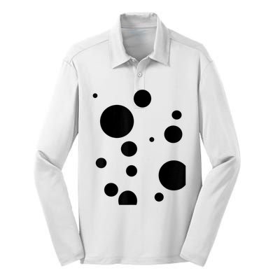 Polka Dot Bubble Dalmatian Abstract Funny Silk Touch Performance Long Sleeve Polo