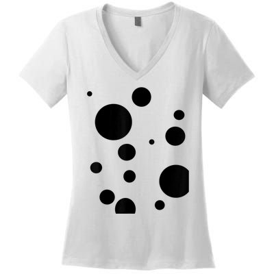 Polka Dot Bubble Dalmatian Abstract Funny Women's V-Neck T-Shirt