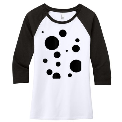 Polka Dot Bubble Dalmatian Abstract Funny Women's Tri-Blend 3/4-Sleeve Raglan Shirt