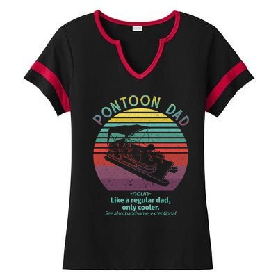 Pontoon Dad Boat Captain Funny Fathers Day Boating Gift Ladies Halftime Notch Neck Tee